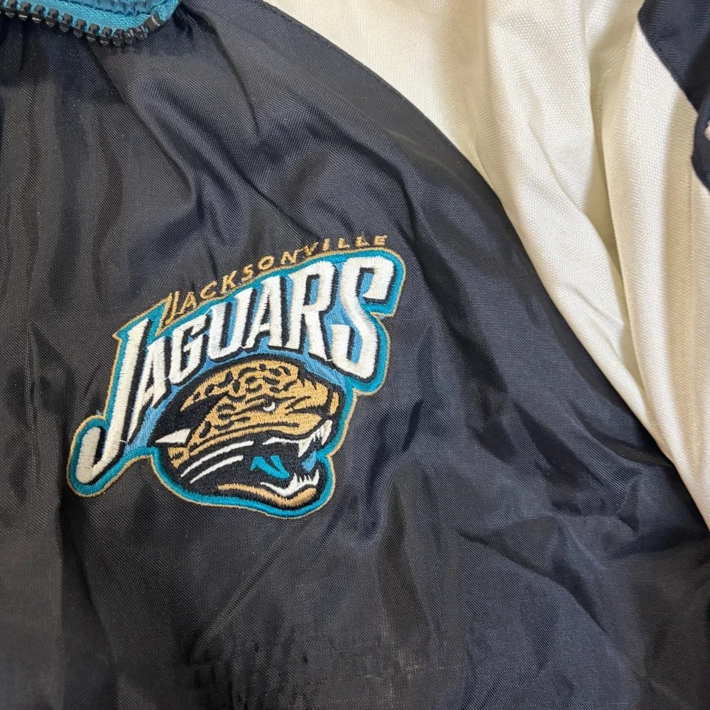 VTG Jacksonville Jaguars Puffer Jacket Mens XL Full Zip Nylon NFL Vintage Black